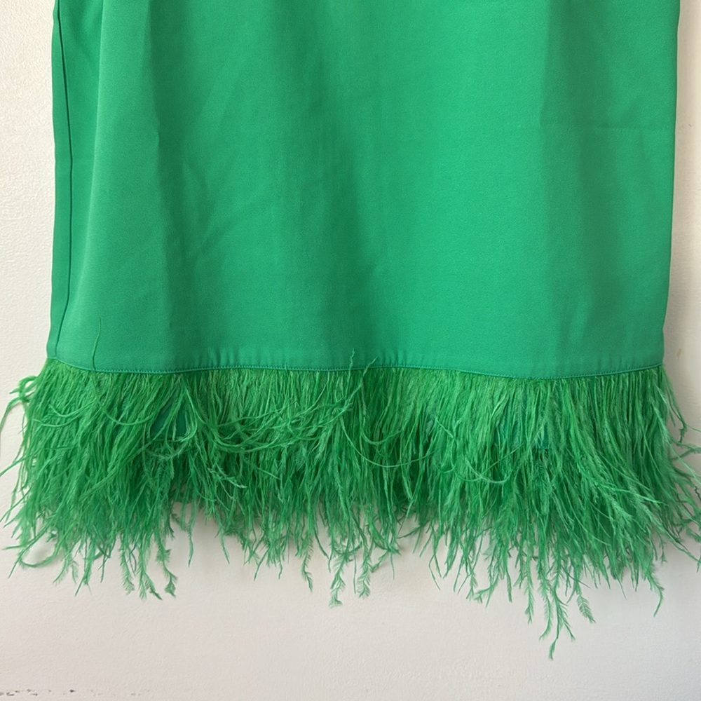 J.CREW Collection - Crepe Feather-Trim Shift Dress in Kelly Green - Picture 4 of 12